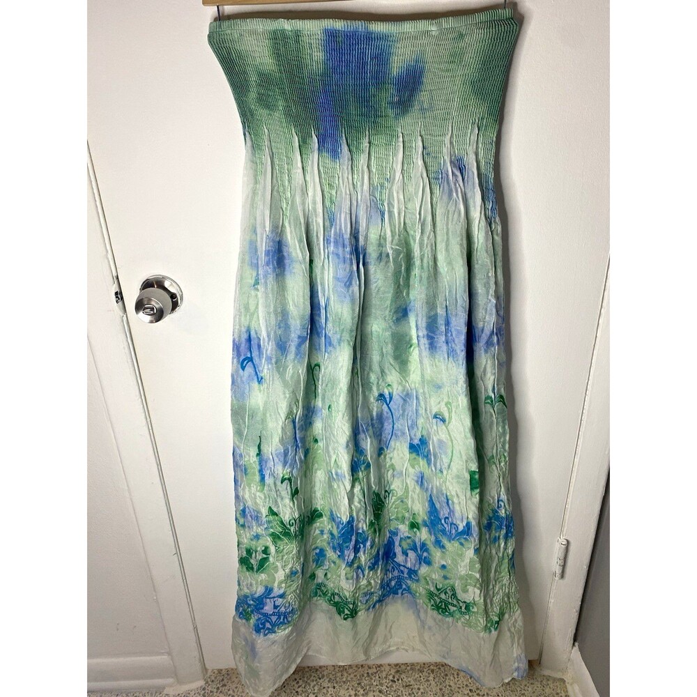 LAPIS Tube Dress One Size Green and blue with flowers